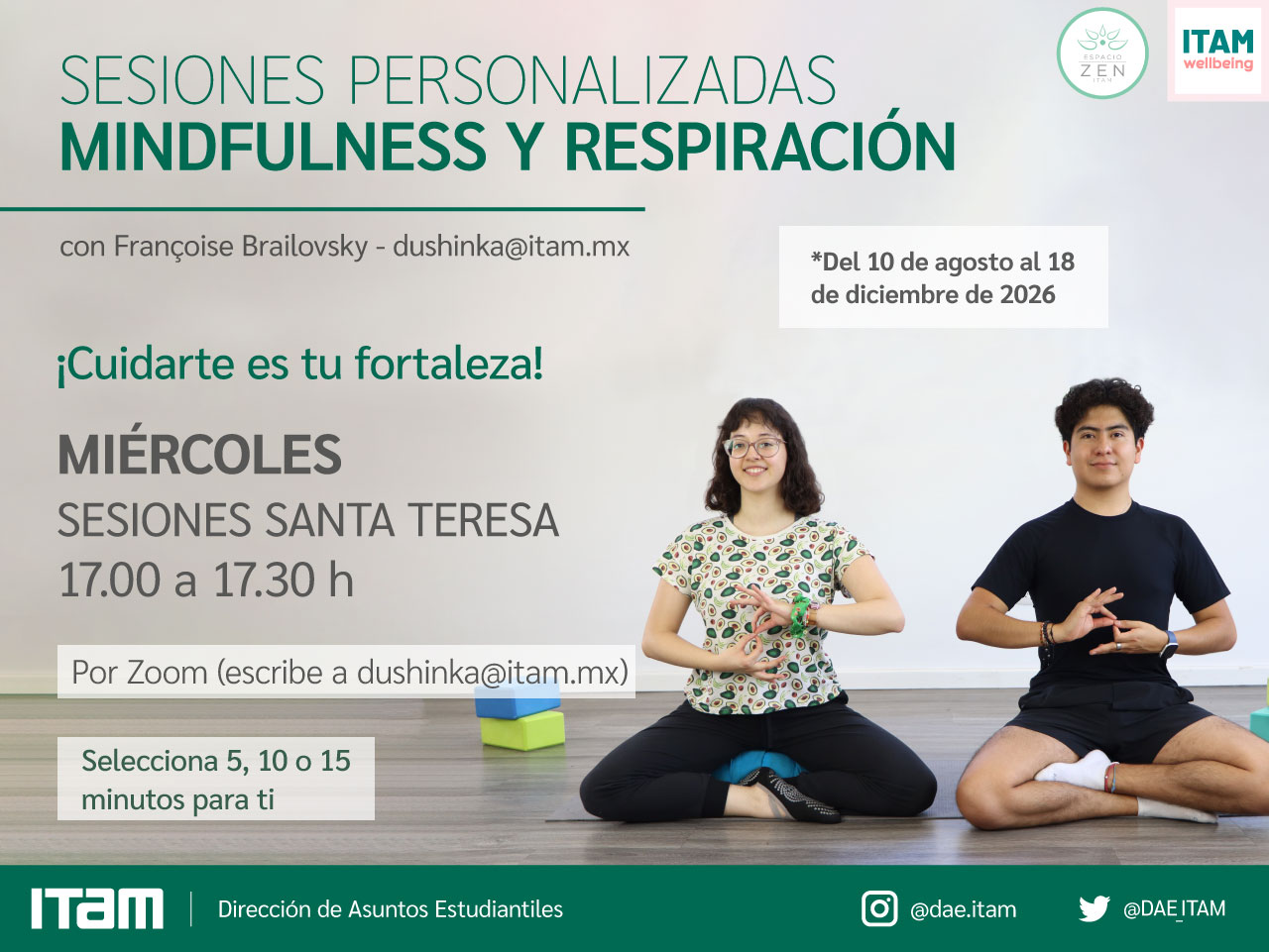 Sesiones personalizadas de Mindfulness y Respiración - Miércoles Sesiones personalizadas de Mindfulness y Respiración - Miércoles