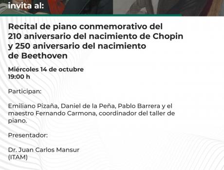 Póster Recital de piano con música de Chopin y Beethoven Póster Recital de piano con música de Chopin y Beethoven