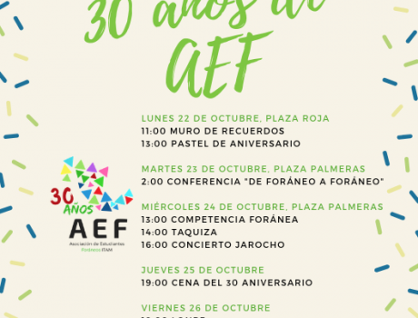 Semana de 30 años de la Asociación de Estudiantes Foráneos Semana de 30 años de la Asociación de Estudiantes Foráneos