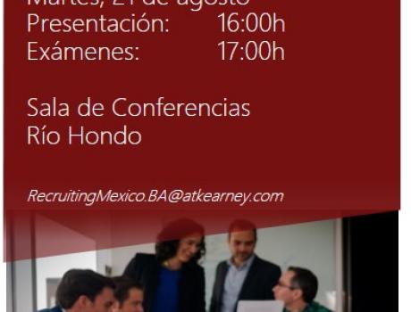 Bolsa de Trabajo invita a la presentación y aplicación de examen de A.T. Kearney Bolsa de Trabajo invita a la presentación y aplicación de examen de A.T. Kearney