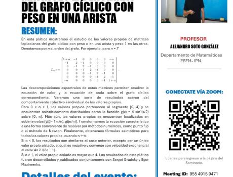 VALORES PROPIOS DE MATRICES LAPLACIANAS DEL GRAFO CÍCLICO CON PESO EN UNA ARISTA