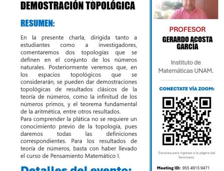 El teorema fundamental de la aritmética, una demostración topológica El teorema fundamental de la aritmética, una demostración topológica