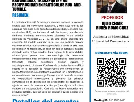 Movimiento activo y procesos fuera de equilibrio: trayectorias no brownianas, transporte y no reciprocidad en partículas run-and- tumble. Movimiento activo y procesos fuera de equilibrio: trayectorias no brownianas, transporte y no reciprocidad en partículas run-and