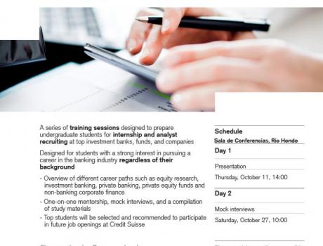 Bolsa de Trabajo invita al workshop: Breaking into the Banking Industry de Credit Suisse Bolsa de Trabajo invita al workshop: Breaking into the Banking Industry de Credit Suisse
