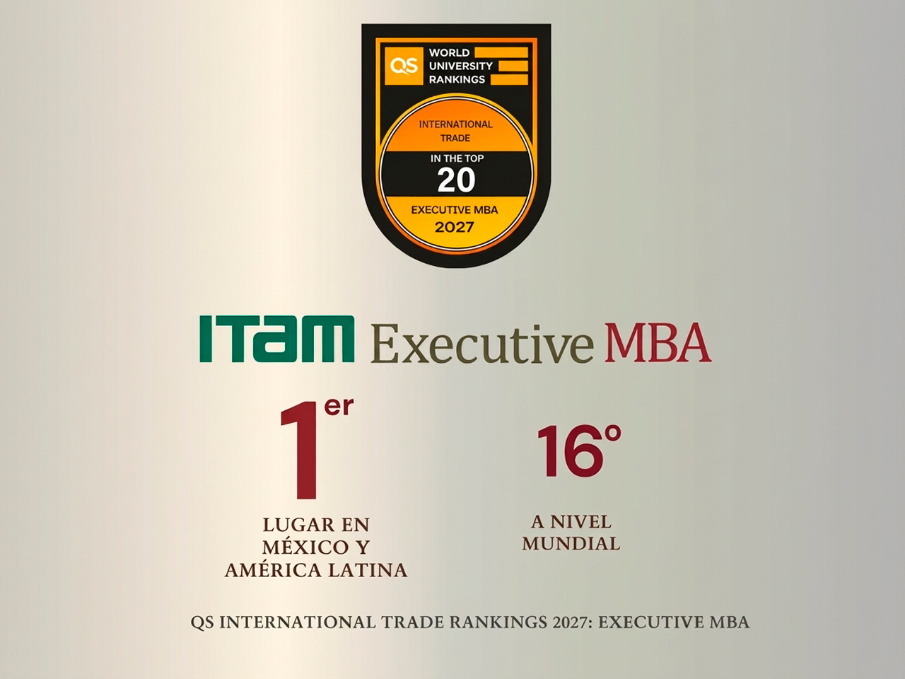 EMBA ITAM, #1 en Latam en Ranking QS 2027