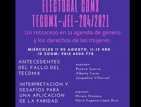 Por los derechos electorales de las mujeres. Sentencia del Tribunal Electoral CDMX. TECDMEX-JEL-204/2021