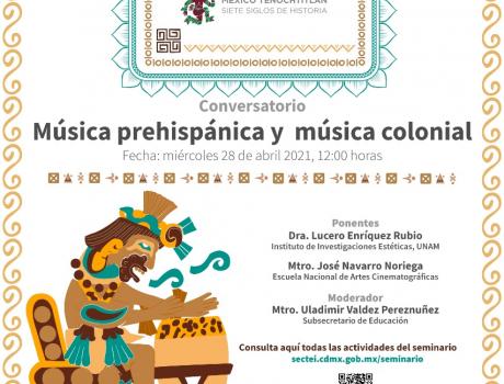 Póster Música prehispánica y música colonial 