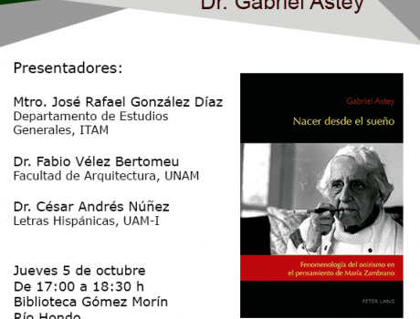 Presentación del libro Nacer desde el sueño. Fenomenología del onirismo en el pensamiento de María Zambrano.