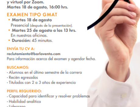 Career Services del ITAM invita a la sesión de reclutamiento presencial de Barlovento