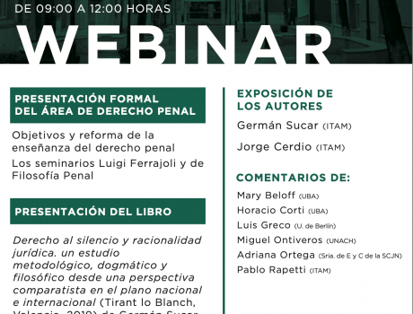 Póster Webinar: Área de Derecho Penal y Presentación de libro