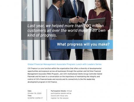 Póster Global Financial Management Associate Program: Lunch with Leaders Series