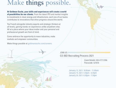Póster Goldman Sachs IBD Recruitment Process 2021