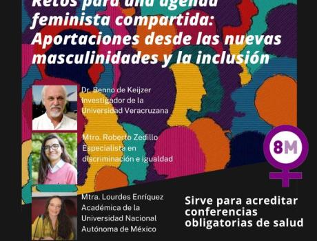 Póster Mesa de debate "Retos para una agenda feminista compartida: Aportaciones desde las nuevas masculinidades y la inclusión"