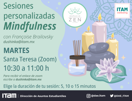 Sesiones personalizadas de Mindfulness para Santa Teresa en línea, con Françoise Brailovsky, martes 10:30 h 