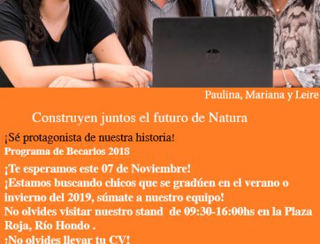 Bolsa de Trabajo invita a la presentación del Programa de Becarios de Natura