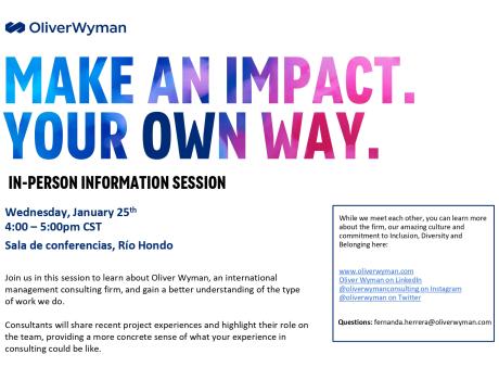 Poster: Sesión de reclutamiento presencial de Oliver Wyman