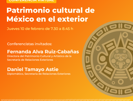 Póster Conferencia virtual “Patrimonio cultural de México en el exterior”