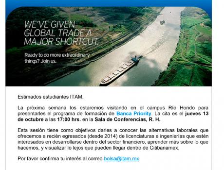 Bolsa de Trabajo invita a la presentación de Banamex