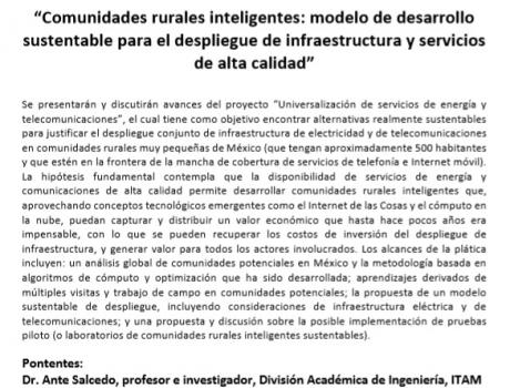 Seminario CIERN “Comunidades rurales inteligentes: modelo de desarrollo sustentable para el despliegue de infraestructura y serv