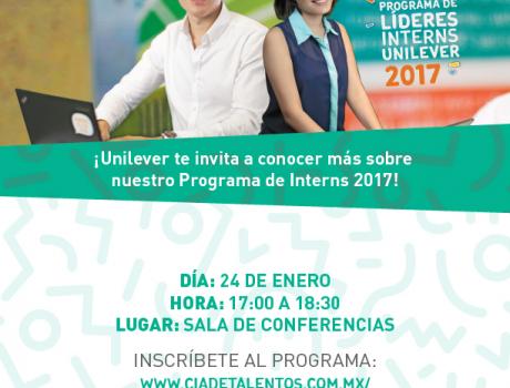 Bolsa de trabajo invita a la presentación del Programa de Interns de Unilever