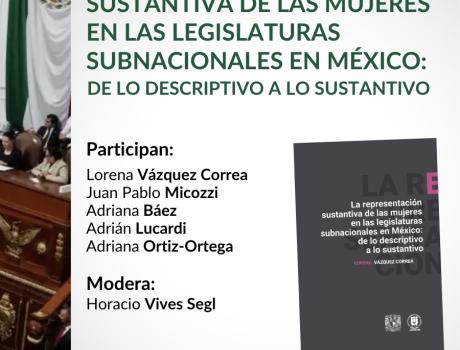 Presentación del libro "La representación sustantiva de las mujeres en las legislaturas subnacionales en México: de lo descripti