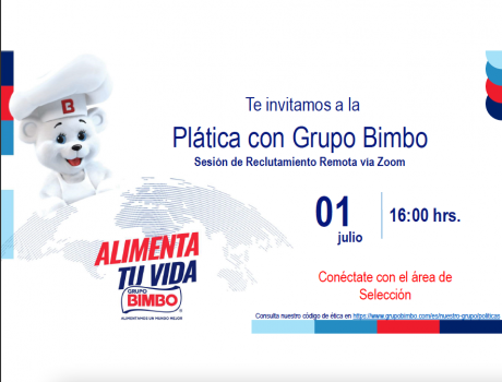 Póster Career Services del ITAM invita a la sesión de reclutamiento remota de Grupo Bimbo