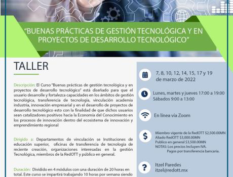 Póster Taller: Buenas prácticas de gestión tecnológica y en proyectos de desarrollo tecnológico