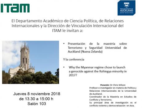 Presentación de la maestría sobre Terrorismo y Seguridad Universidad de Auckland, Nueva Zelanda