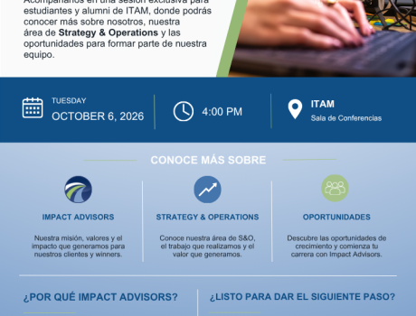 Career Services del ITAM invita a la sesión de reclutamiento de Impact Advisors