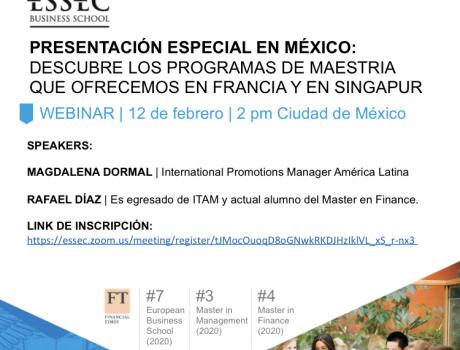 Póster Webinar: Presentación de los programas de Maestría que ofrece ESSEC Business School