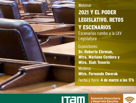 Póster Webinar: Escenarios rumbo a la LXV Legislatura